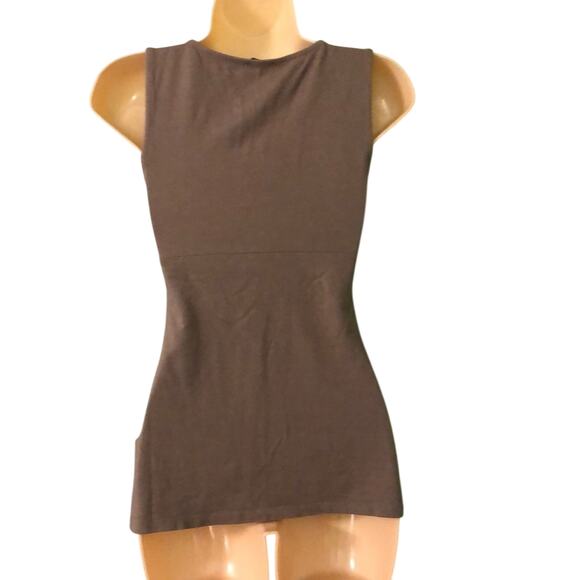 Express XS Brown Knit Top Sequins and Chiffon Empire Waist in front - Picture 2 of 7